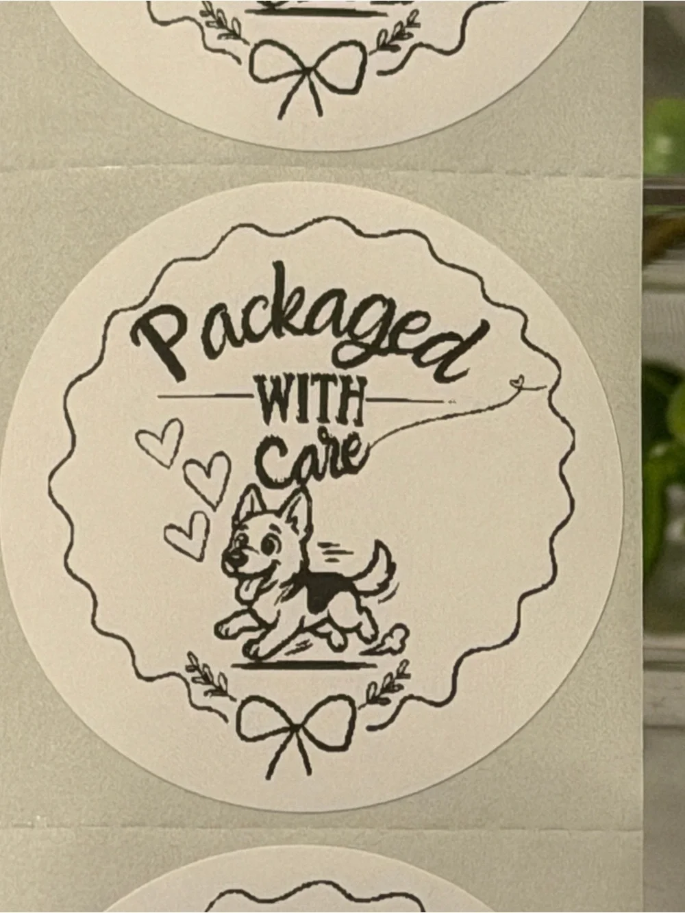 Packaged With Care German Shepherd 2” Round Stickers 200 Labels Hearts